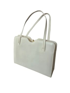 Vintage Adrian Gold London White Leather Top Handle Bag